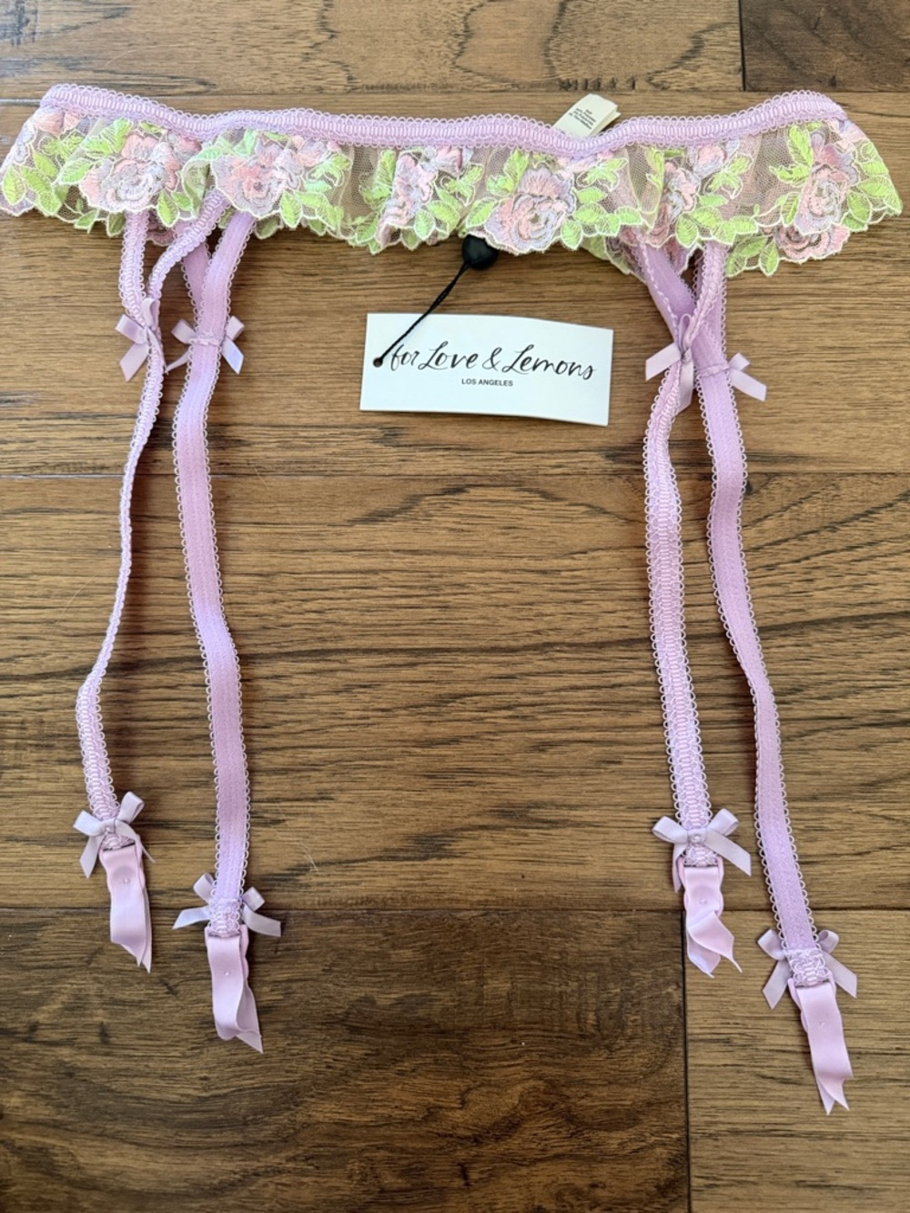 For Love And Lemons April Bloom Lavender Lilac Floral Embroidered Garter